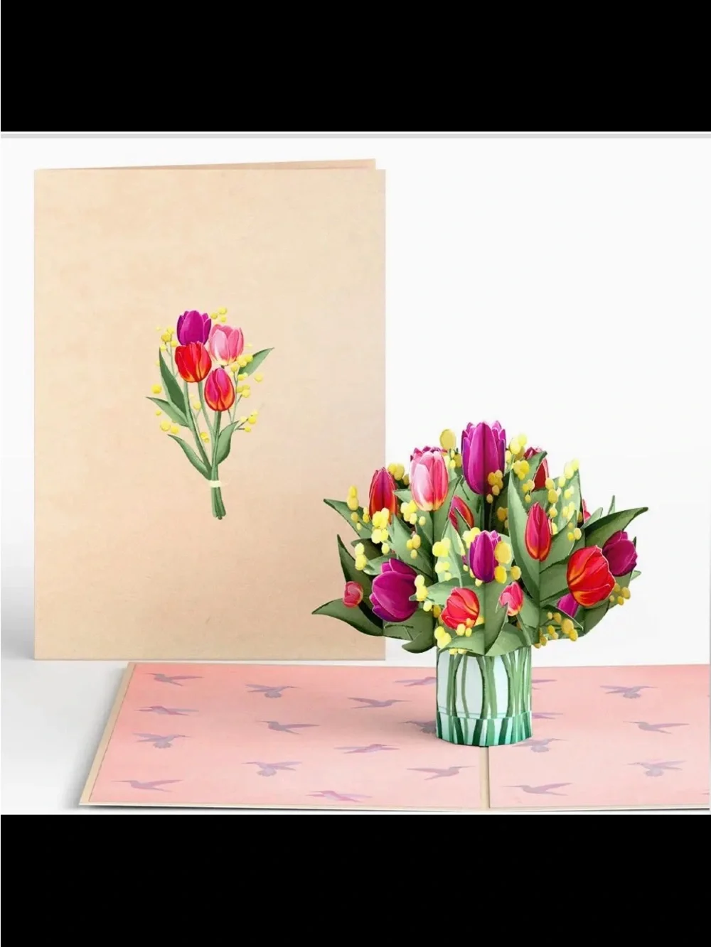 Lovepop 3D Greeting Card. Handmade. Cheerful Tulips. Price firm